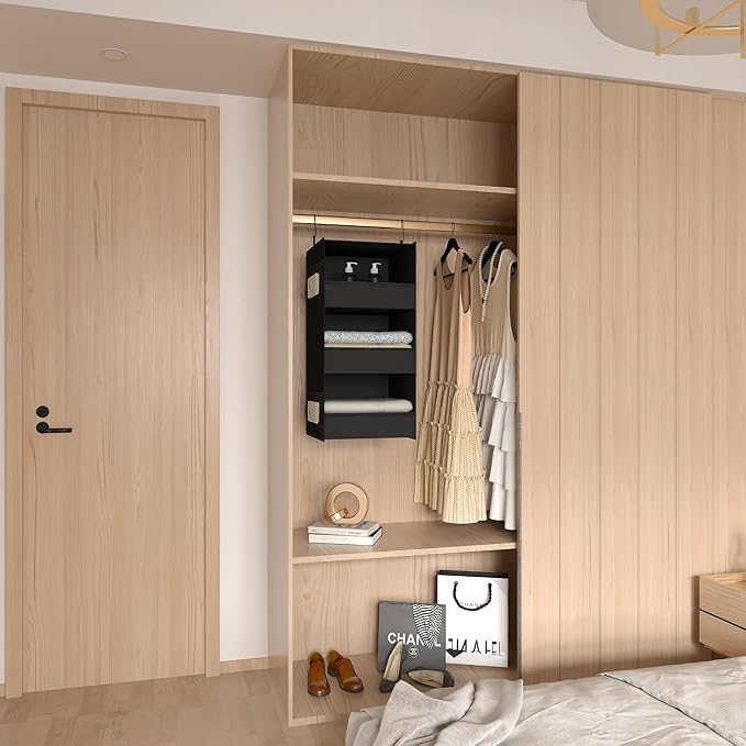 3-Shelf Hanging Closet Organizer and Storage, Foldable Hanging Closet Shelves - Image 6
