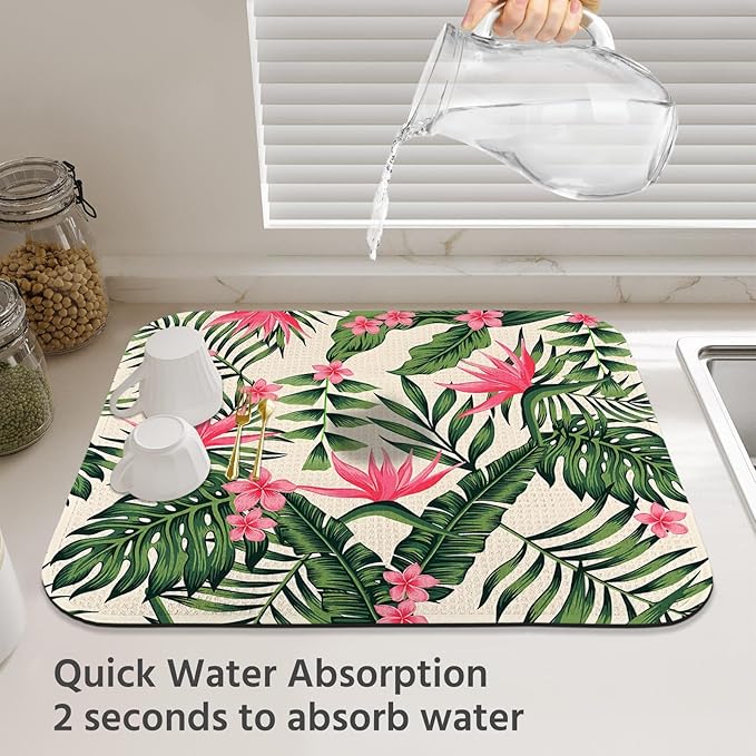 Dish Drying Mat for Kitchen Counter 18x24 Inch, Super Absorbent Dish Drainer Mat - Image 3