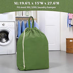 Canvas Laundry Bags with Handles & Rectangular Base, Washable Cotton Drawstring - Image 7
