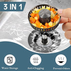 Kitchen Sink Drain Strainer 3 in 1, 304 Stainless Steel Pop Up Sink Stopper - Image 2