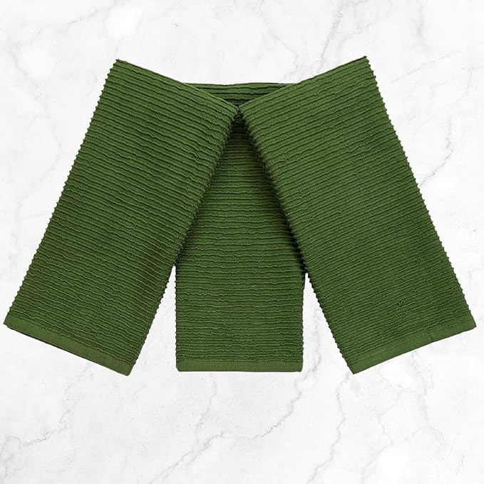 Serafina Home Avocado Forest Green Kitchen Hand Dish Towels: Oversized 28" x 18" - Image 4