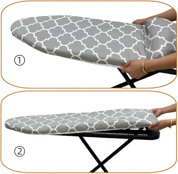 Ironing Board Cover and Pad, Sewn-in Thick Feltpads, Elastic Edge, Fits - Image 5