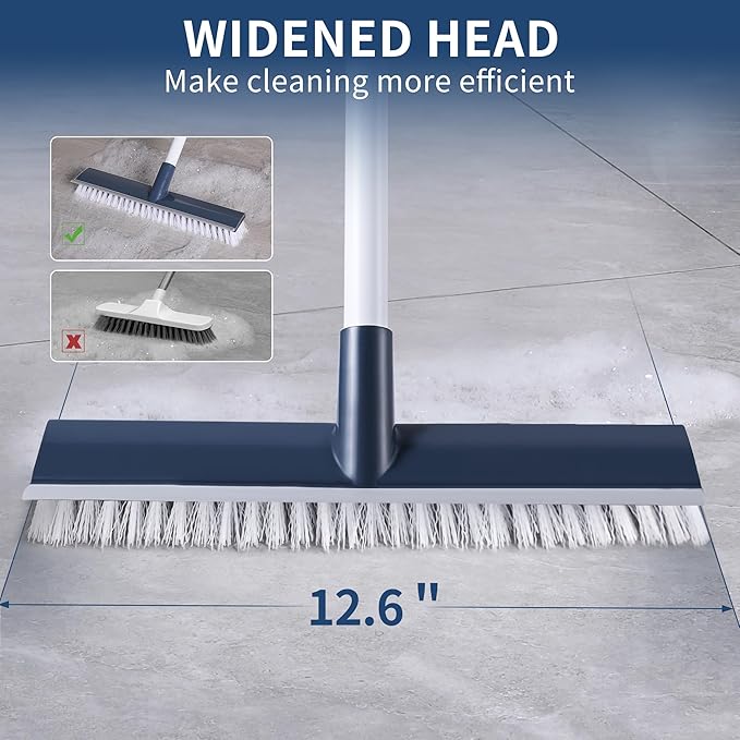 BOOMJOY Floor Scrub Brush with 57" Long Handle, 2 in 1 Scrape and Brush - Image 2