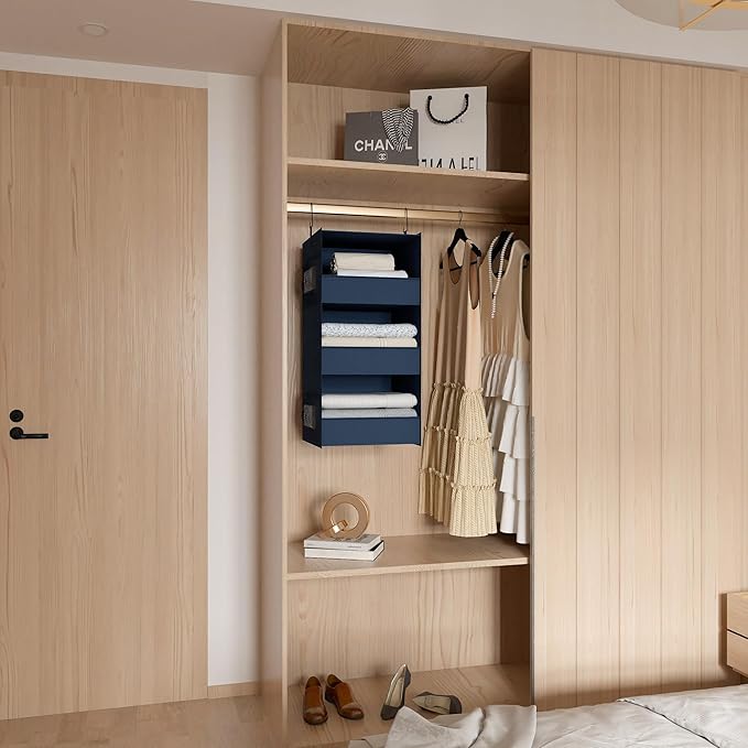 3-Shelf Hanging Closet Organizer and Storage, Foldable Hanging Closet Shelves - Image 8