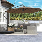 Tangkula 10ft Solar LED Patio Umbrella with Base, Offset Cantilever Outdoor Umbrella with 32 LED Lights, Infinite Tilt, 360 Degree Rotation, Crank Handle for Pool Deck Garden Backyard (Tan) - Image 3