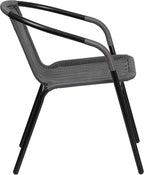 Flash Furniture Lila Modern Rattan Indoor/Outdoor Stackable Dining Chairs, Stacking Rattan Bistro Chairs for Patio or Restaurant, Set of 4, Gray - Image 9