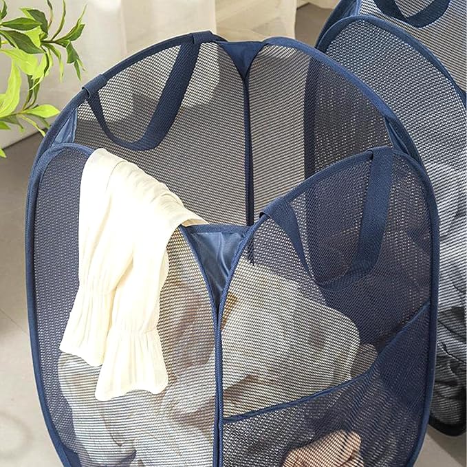 2 Pack Pop Up Laundry Hampers, Collapsible Mesh Laundry Basket, Foldable - Image 6