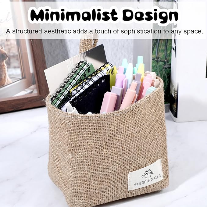 Small Cotton and Linen Hanging Storage Basket - Image 3