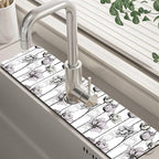 Water Lily Flower Kitchen Sink Splash Guard Mat Absorbent Fast Drying Mat by Unknown