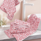 Jacquotha Cotton Hand Towels Pink Checkered Floral - Image 3