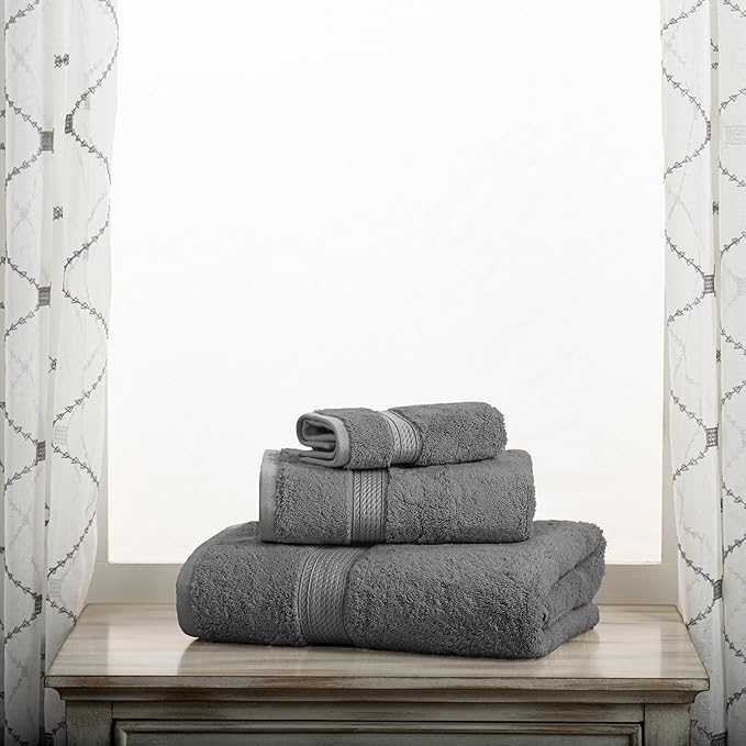 SUPERIOR Egyptian Cotton Pile 3 Piece Towel Set, Includes 1 Bath, 1 Hand - Image 2