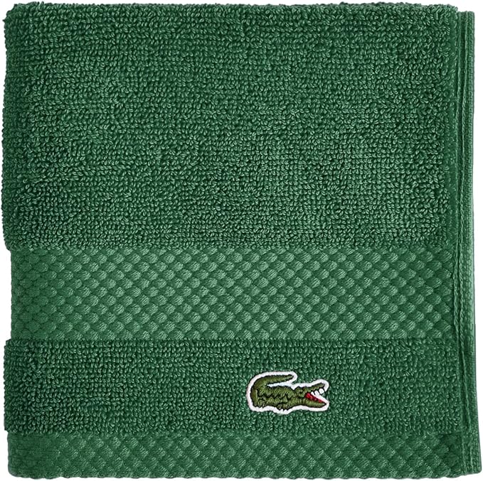 Lacoste Heritage 100% Supima Cotton Wash Cloth, Croc Green, Premium Super Soft by LACOSTE