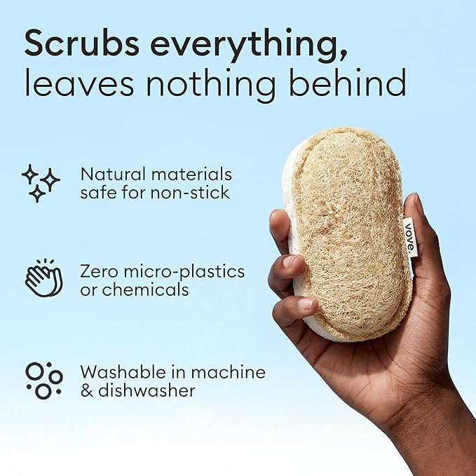 Vove Scrub Sponges 4 Pack, Cellulose & Cotton - Image 4