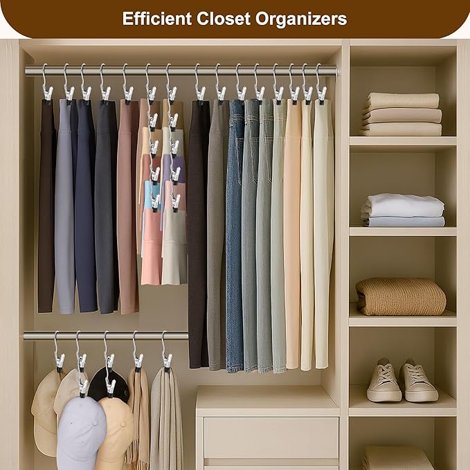 Myfolrena Hanger Clips for Hanging Heavy Duty Clothes Hooks Clips 18pc Clothes - Image 5