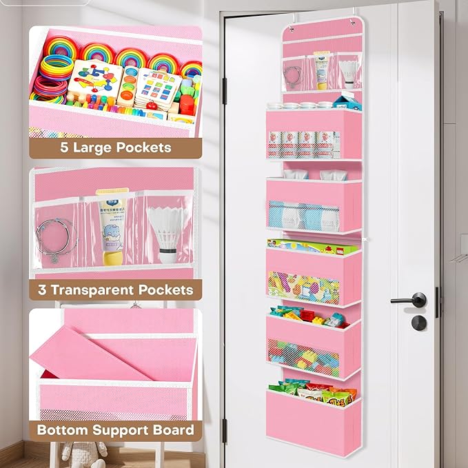 SpaceWhisper Over the Door Organizer, 6 Large Pocket Hanging Storage Organizer - Image 4