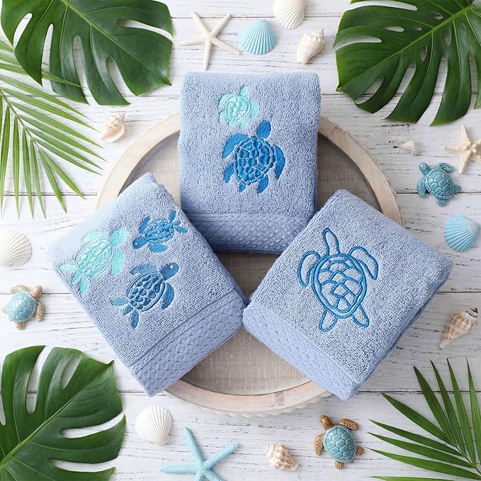 3 Pack Sea Turtle Coastal Hand Towels - Image 5