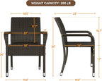 Yaheetech Set of 2 Stackable Outdoor Rattan Dining Chairs, All-Weather Armchair w/Armrests, Steel Frame for Garden, Patio, Deck, Yard, Poolside, Brown - Image 3