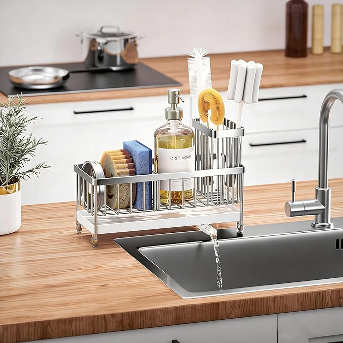 Cisily Sponge Holder for Kitchen Sink, Sink Caddy Organizer - Image 5
