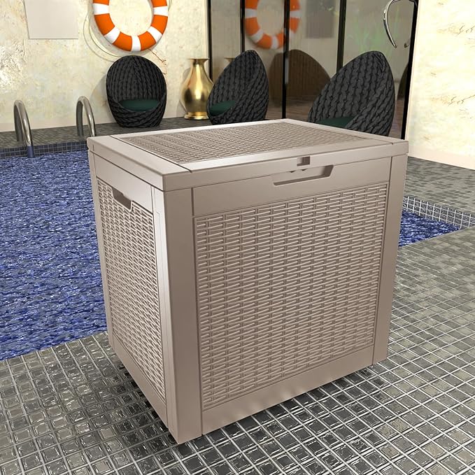 31 Gallon Outdoor Deck Box, Lockable Waterproof Outdoor Storage Boxes For Garden Tools,Indoor Cushions,Accessories Outside Storage Resin Weatherproof Container(Grey) - Image 7