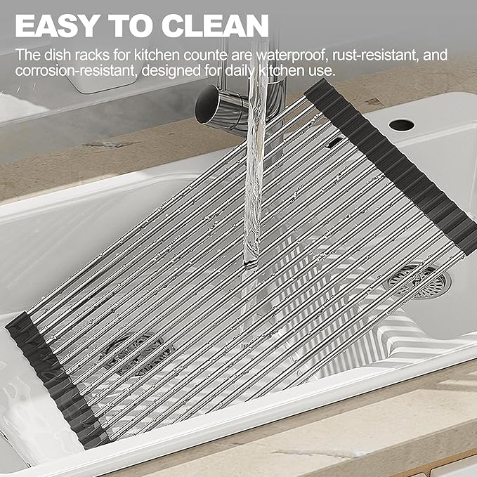 NEZUIBAN Dish Drying Rack with Roll Up and Over Sink - Image 5