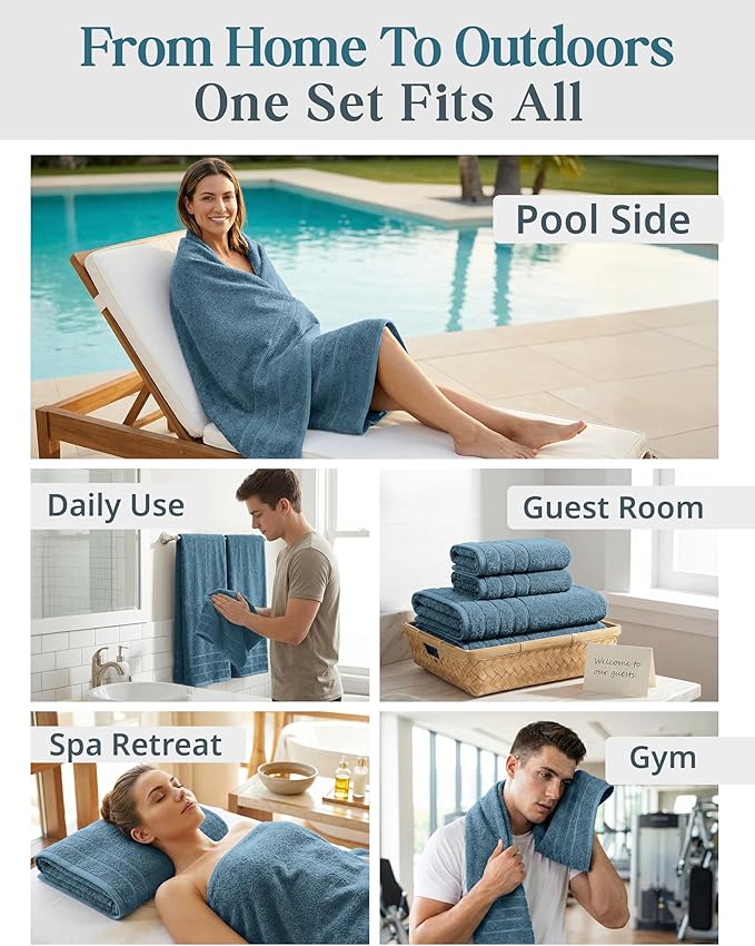 Casa Platino 8 Pcs 100% Cotton Luxury Towel Set - Image 7