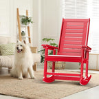 GREENVINES Outdoor Rocking Chairs | Porch Rocker | HDPE Plastic | Red | Oversized Rockers | High Back | Big & Tall | Ladder Back | for Patio Outside Backyard Balcony Garden - Image 2