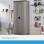 Suncast Tall Storage Cabinet, Platinum Resin Garage Storage Cabinet with Doors & Shelves, Plastic, Lockable, Freestanding Utility Closet for Tools & Supplies, Made in USA - Image 2