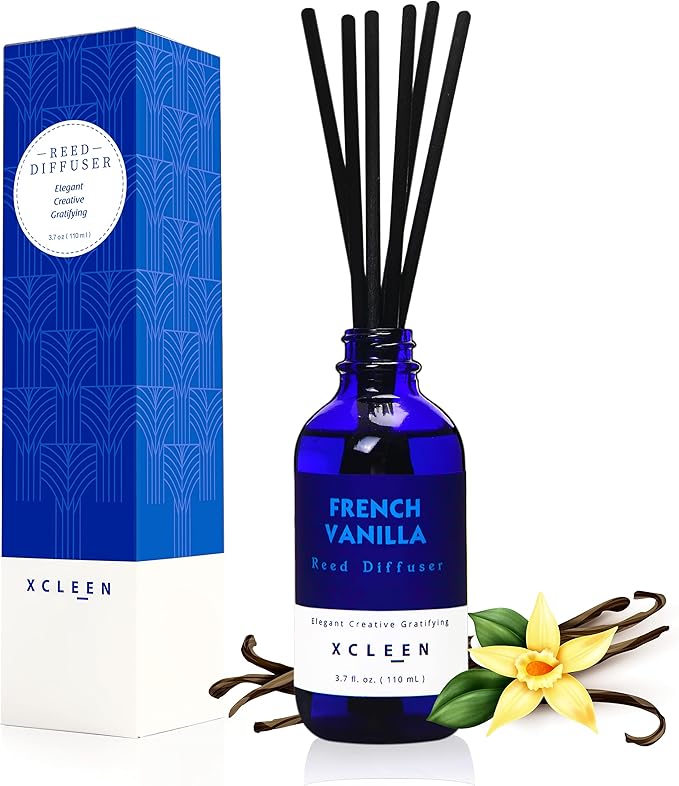 Reed Diffuser Set with Sticks 3.7 Oz, Coconut & Milk Scented Fragrance Oil by Xcleen