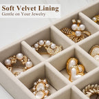 Velvet Jewelry Drawer Organizer Trays – Large Beige Stackable Jewelry Storage - Image 3
