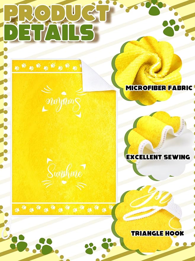 Bencailor 4 Pcs Cat Kitchen Towels Yellow Floral Cute Kitty Hand Dish Towels - Image 5