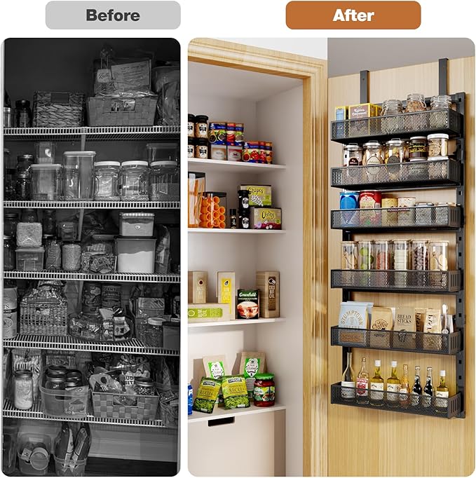 Pantry Door Organizers and Storage, 6-Tier Large Metal Heavy-Duty Frame Over - Image 7