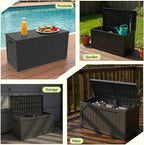 TARKARI 100 Gallon Lockable Resin Deck Box, Waterproof & UV-Resistant Outdoor Storage Box for Outdoor Cushion Storage, Garden Tools & Pool Accessories Storage, Black - Image 7