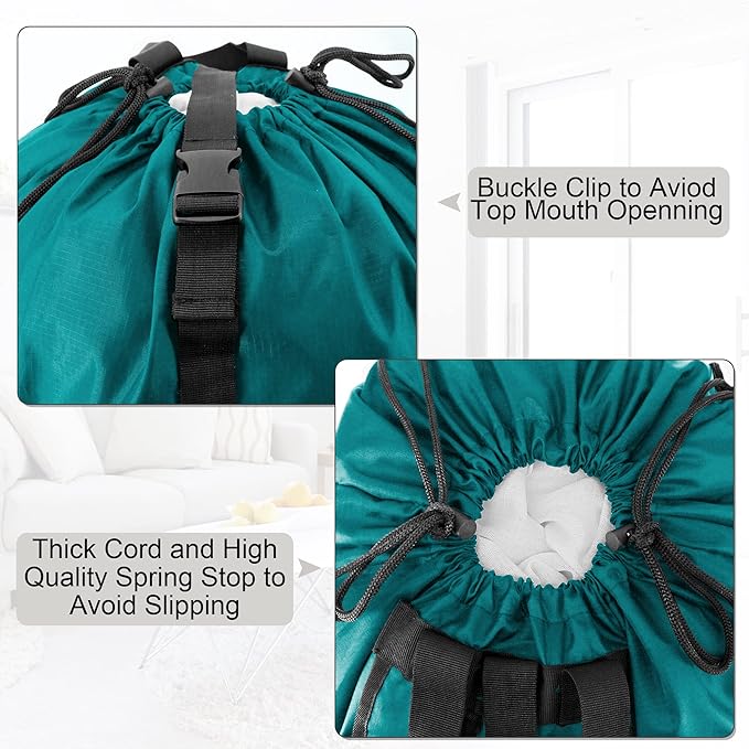 BeeGreen Laundry-Bag-Portable-Backpack, Mars Green Nylon Drawstring -Laundry - Image 4