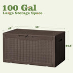 Flamaker Outdoor Storage Box 100 Gallon Waterproof Resin Deck Box Delivery with Air Rod Indoor Outdoor Lockable Storage Bench for Patio Cushions, Tools, Pool Accessories (Deep Brown) - Image 5