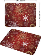 Red Snowflake Dish Drying Mat for Kitchen Counter Holiday Super Absorbent - Image 2