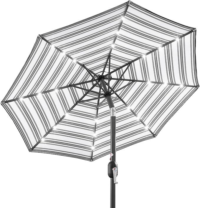 Best Choice Products 10ft Solar Polyester LED Lighted Patio Umbrella w/Tilt Adjustment and UV-Resistant Fabric by BestChoiceProducts