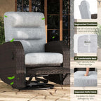 LayinSun Oversized Wicker Outdoor Swivel Glider Recliner with Adjustable Backrest & Footrest, Patio Reclining Lounge Chair - Image 4