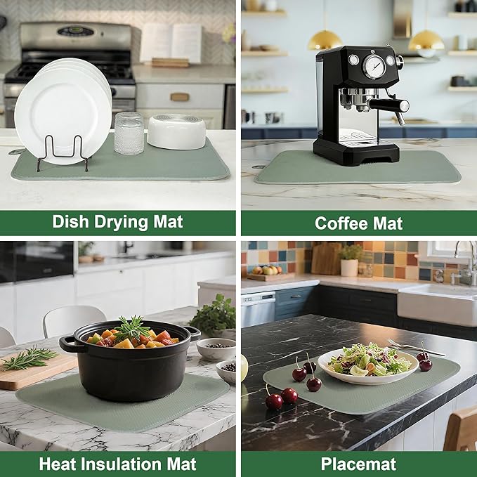 2 Packs Dish Drying Mats for Kitchen Counter, Drying Matt Kitchen Counter - Image 5