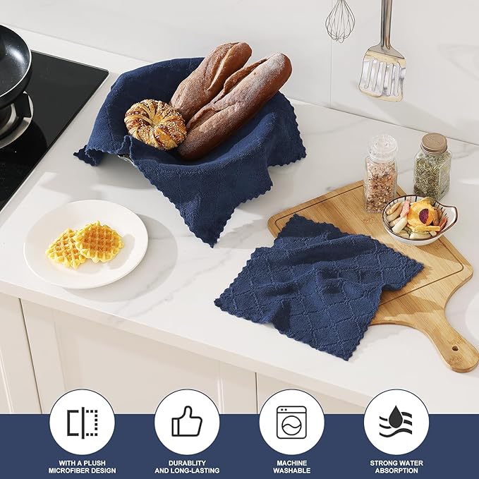 Homaxy Kitchen Towels and Dishcloths Set, 10 x 10 and 13 x 19 Inches, No Lint - Image 2
