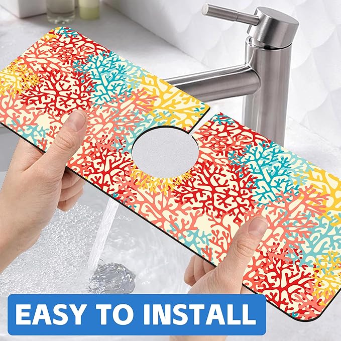 Colorful Sea Corals Dish Drying Mat - Image 6