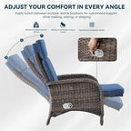 3 Pieces Zero Gravity Wicker Patio Recliner Chairs Set of 2 - Wicker Outdoor Lounge Chair with Side Table, Adjustable Backrest & Footrest, High Back Outdoor Recliner Chair for Pool Deck Blue - Image 6