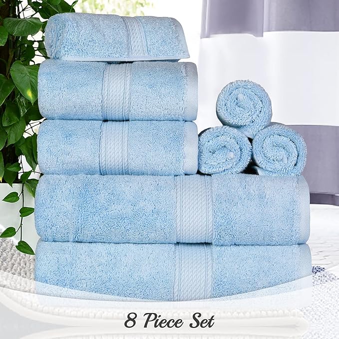 SUPERIOR Egyptian Cotton Pile 8 Piece Towel Set, Includes 2 Bath, 2 Hand - Image 11