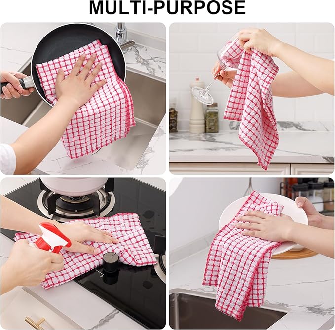 Kitinjoy Cotton 6 Pack Terry Kitchen Towels, 16 x 25 Inches Super Soft and - Image 4