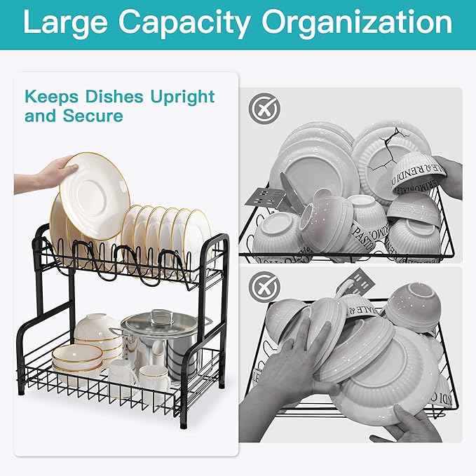 romision Capacity Dish Drainers Drying Rack, Metal Stainless Steel Rust Proof - Image 3