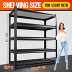 78" H Garage Shelving Heavy Duty Storage Shelves, Adjustable Metal Shelving Unit, Utility Garage Organizer Shelf for Basement, Pantry, Kitchen, Warehouse, Supermarket, 45.6" Wx19.7 Dx78 H - Image 3