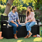 Flamaker 80 Gallon Storage Bench Outdoor Indoor, Durable All-Weather Seating with Hidden Storage, Lockable Deck Box for Garden, Patio, Poolside (Black) - Image 6