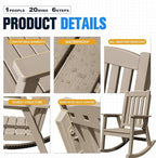 Devoko PP Material Rocking Chair Outdoor Indoor All Weather High Back Patio Rocker for Adult Heavy Duty Rocking Chair for Patio Backyard Porch Garden (Heavy Duty, Light Brown) - Image 4