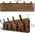 WEBI Rustic Coat Rack Wall Mount, Solid Wood Coat Hooks Wall Mounted Coat Hanger - Image 6