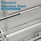 Over The Sink Dish Drying Rack, 3 Tier Adjustable Length Full Stainless Steel - Image 5