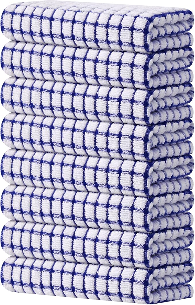 Kitinjoy Cotton 8 Pack Terry Kitchen Towels, 16 x 25 Inches Super Soft and by Kitinjoy